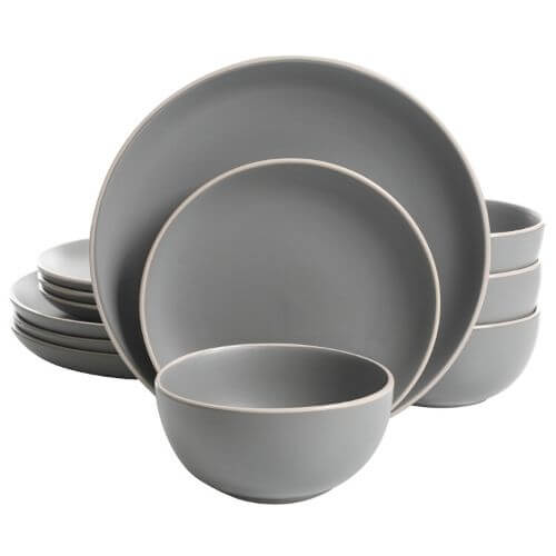 Gray Zuri Matte 12-Piece Dinnerware Set