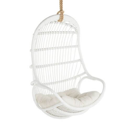 White Hanging Rattan Swing Chair