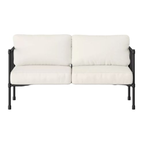 white sofa with black frame