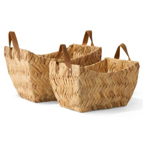 boat basket with leather strap