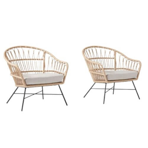 two outdoor wicker chairs