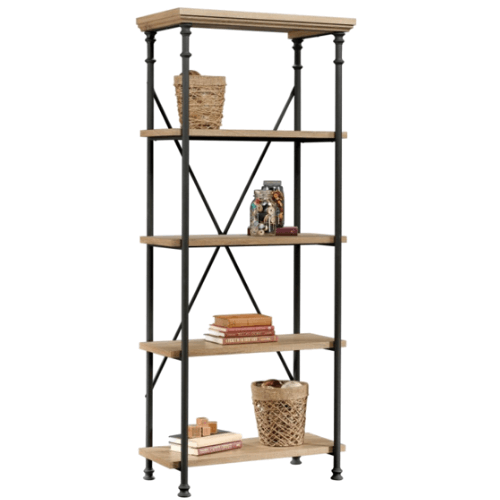 Rustic Oak Finish 5 shelves Bookcase