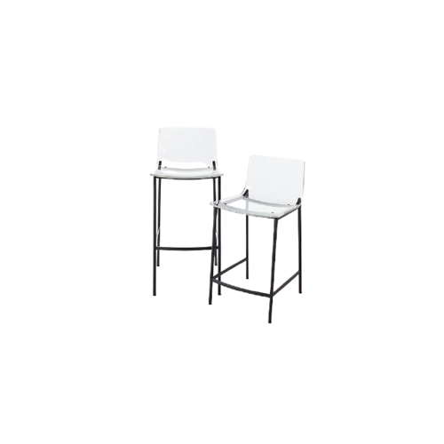 Clear backed, metal legged counter chairs