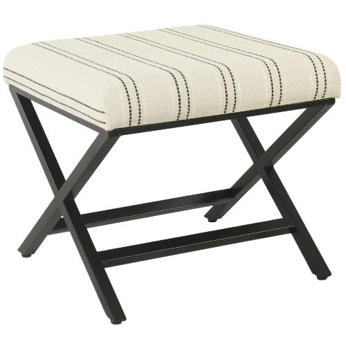 Black and White Striped Modern Industrial Ottoman