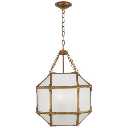 Geometric hanging light with frosted glass