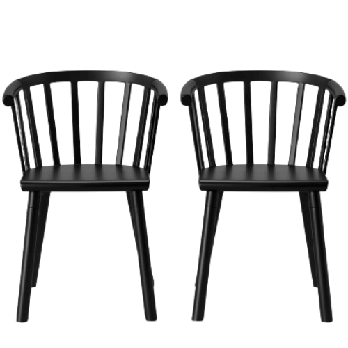 2 Black Barrel back Dining Chairs