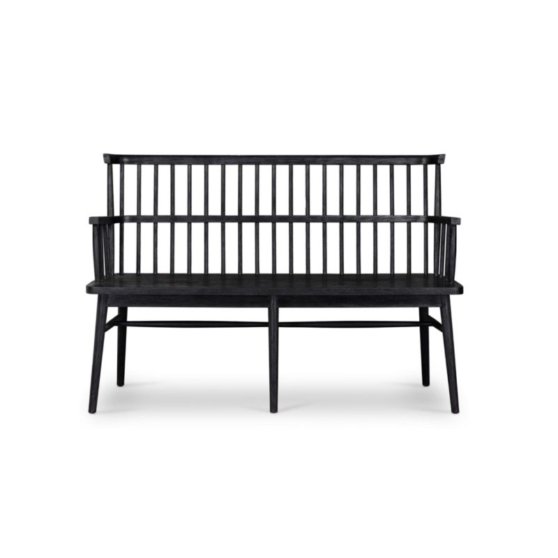black wooden bench with semi-open back