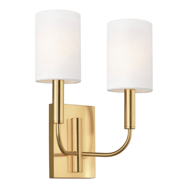 gold wall sconce with two arms