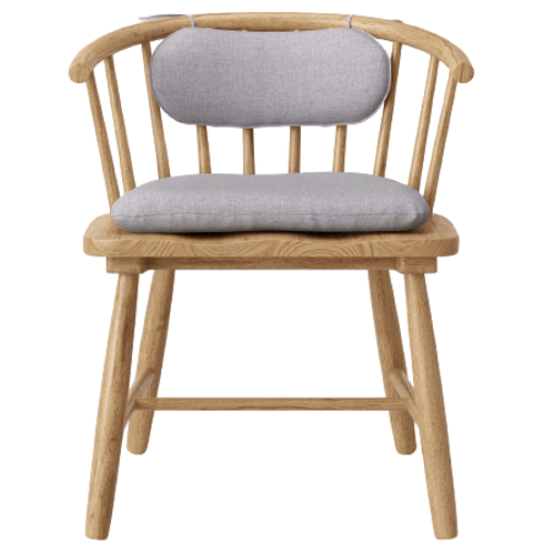 Natural Wood Grey Upholstered Accent Chair