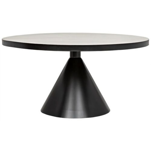 Black round table with cone shaped base