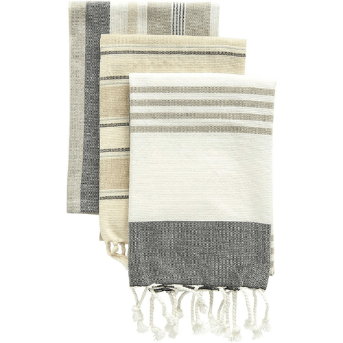 3 Piece Cotton Towels with Tassels