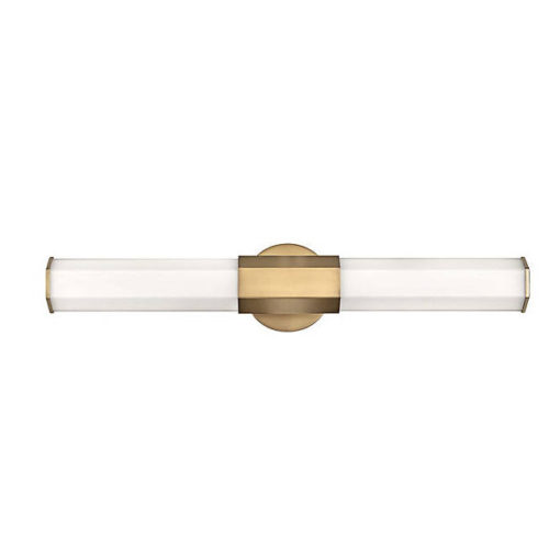 long bar shaped light with gold center and faceted frosted glass