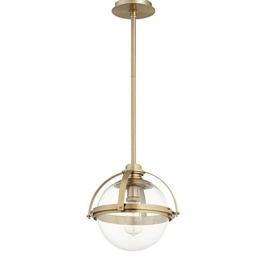glass globe pendant with gold fixture