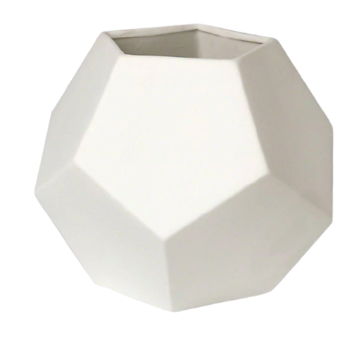 White geometric faceted vase