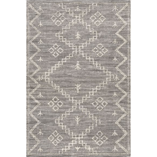 Gray textured patterned jute rug