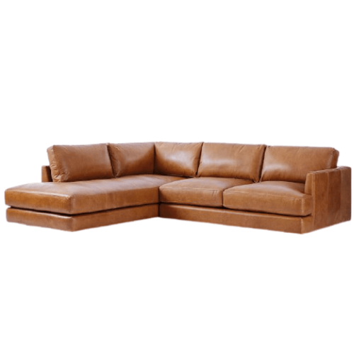 Brown leather 2 piece sectional