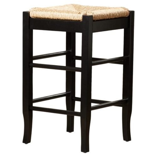 black legs and straw seated backless counter stool