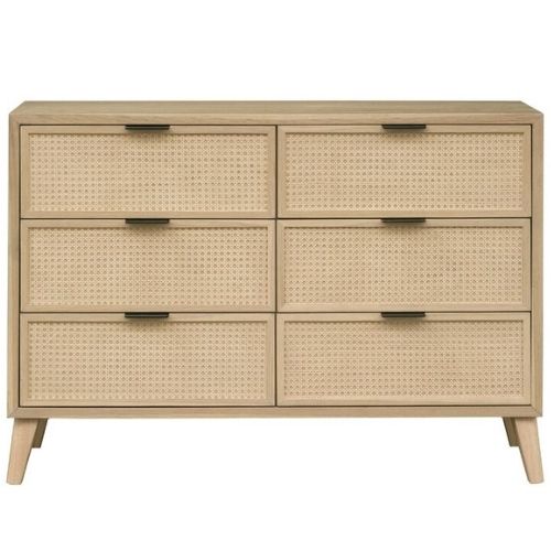 6 drawer dresser in light wood and sideboard