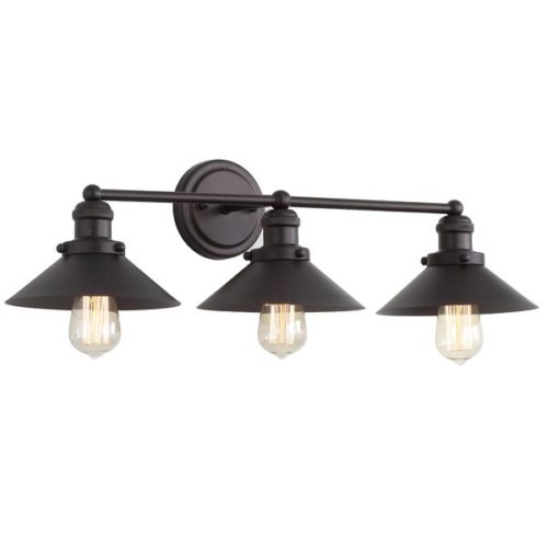 Horizontal Wall fixture black with three cone lights