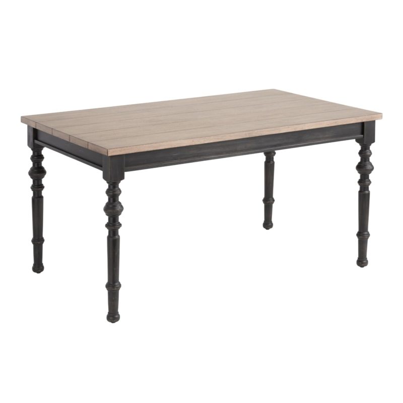 Dark wood rectangle table with lighter wood top