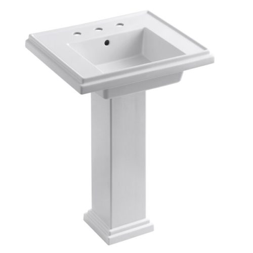 White ceramic pedestal shaped sink