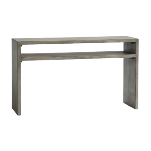 Dark gray side table with small storage shelf