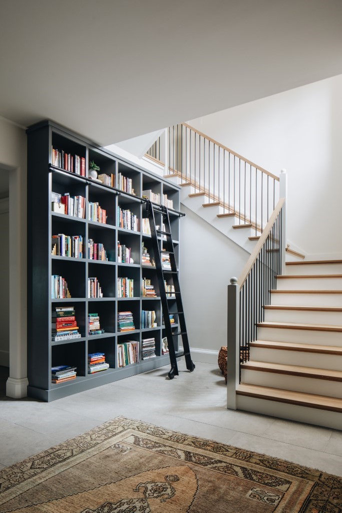 Modern English Country Estate Staircase and Home Library - HomieLovin