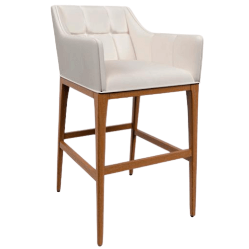 White Square Low Profile Back Hard wood Frame Stools