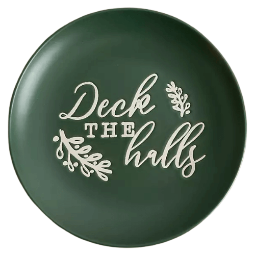 Crafted Stoneware Green Christmas Plate