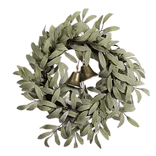 Faux Olive Leaf Mix with Bell Accents Wreath