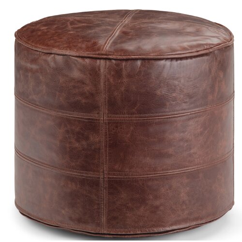 Dark brown leather pouf