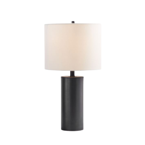 Table lamp with black base and cream shade