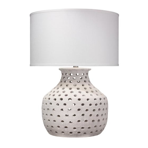 white porous lamp base with a white lamp shade
