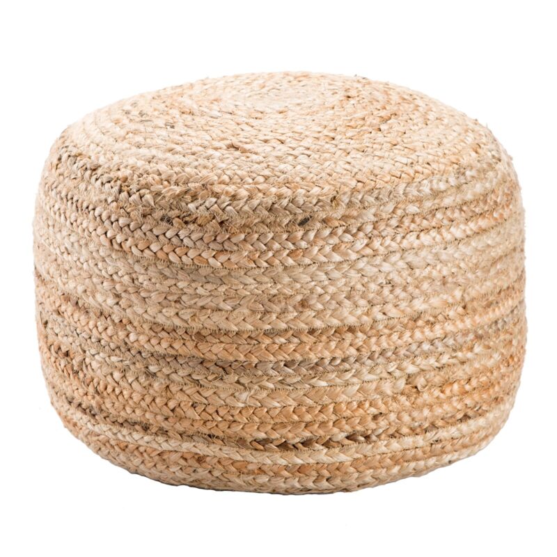 natural colored woven round pouf/ottoman