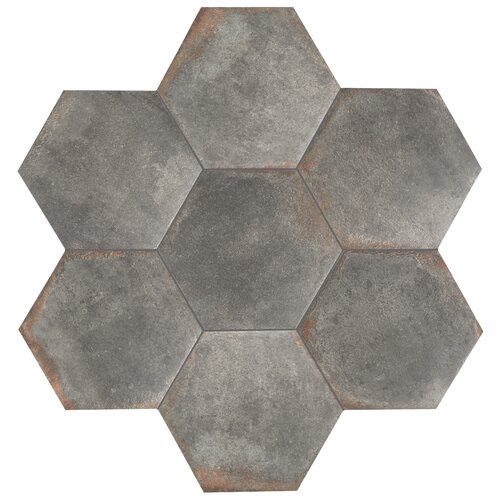 gray hexagonal tiles, matte