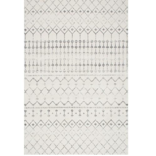White and gray moroccan style trellis rug