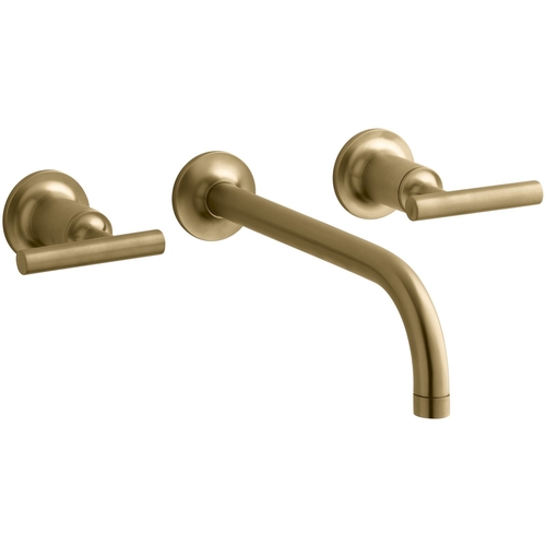 Brushed gold wall mounted faucet with handles