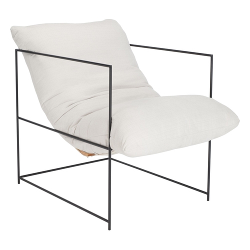 Narrow wire armchair with ivory cushion