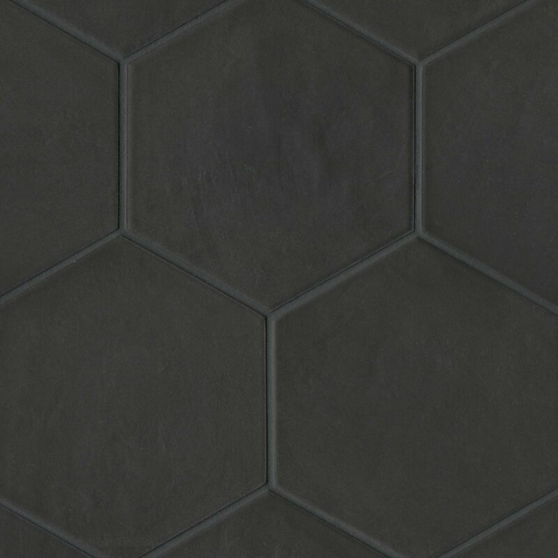 black hexagonal tiles