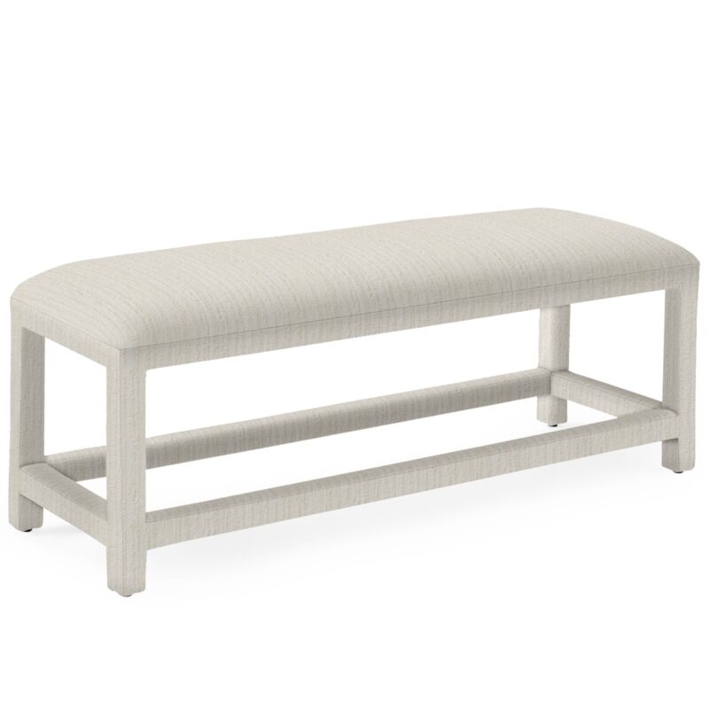 Off-white chenille type fabric bench