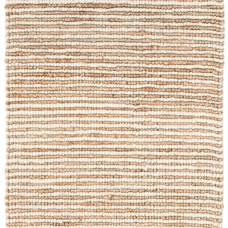 Handmade woven jute rug with two different stripe colors