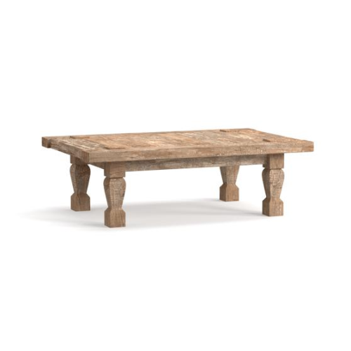 Rectangular reclaimed wood coffee table, one level
