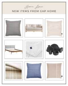 Layout of nine furniture items from Gap Home