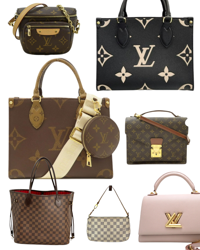 select Louis Vuitton hang bags displayed